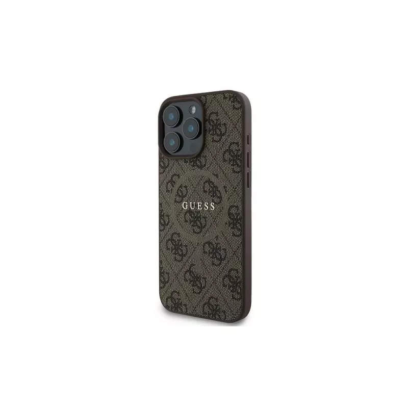 Guess 4G Ring Classic Logo funda MagSafe para iPhone 16 Pro (marrón)