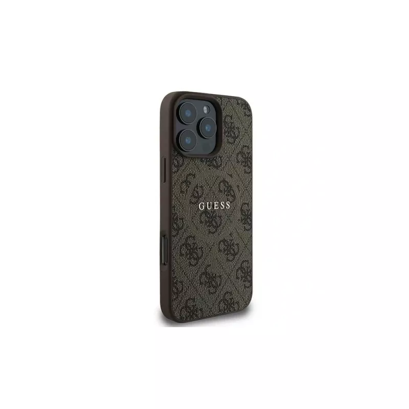 Guess 4G Ring Classic Logo funda MagSafe para iPhone 16 Pro (marrón)