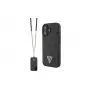 Guess GUHCP16SP4TDSCPK iPhone 16 funda rígida piel logo metálico strass Crossbody negra