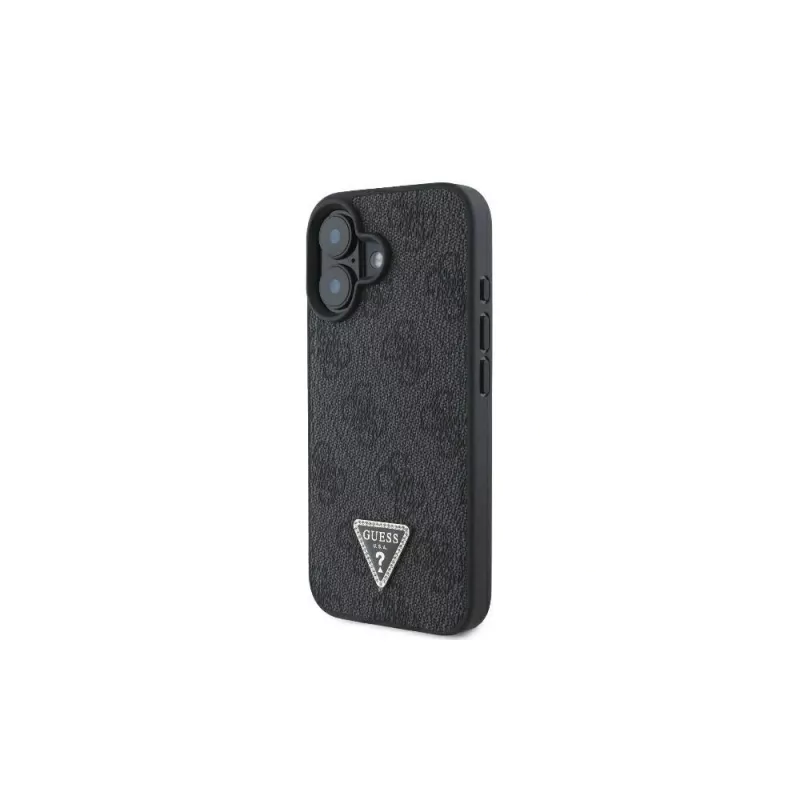Guess GUHCP16SP4TDSCPK iPhone 16 funda rígida piel logo metálico strass Crossbody negra