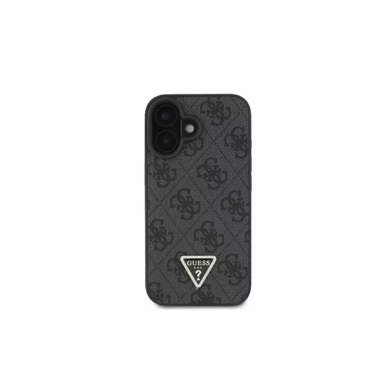 Guess GUHCP16SP4TDSCPK iPhone 16 funda rígida piel logo metálico strass Crossbody negra