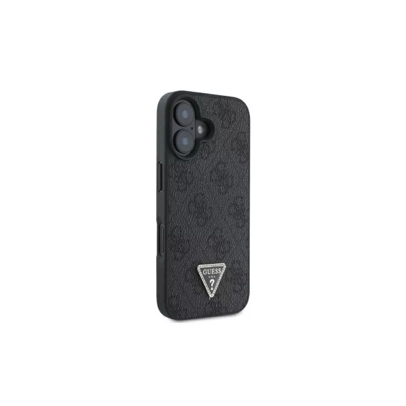 Guess GUHCP16SP4TDSCPK iPhone 16 funda rígida piel logo metálico strass Crossbody negra