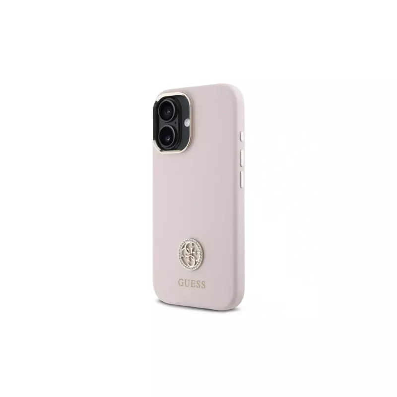 Guess GUHCP16SM4DGPP funda rígida silicona logo strass 4G para Apple iPhone 16 6,1