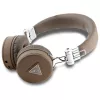 Guess Grained Classic Round Shape auriculares inalámbricos Bluetooth over-ear con ENC, marrón