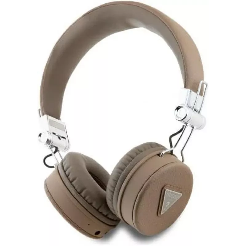 Guess Grained Classic Round Shape auriculares inalámbricos Bluetooth over-ear con ENC, marrón