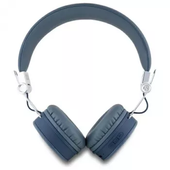 Guess Grained Classic Round Shape auriculares inalámbricos Bluetooth over-ear con ENC (azul)
