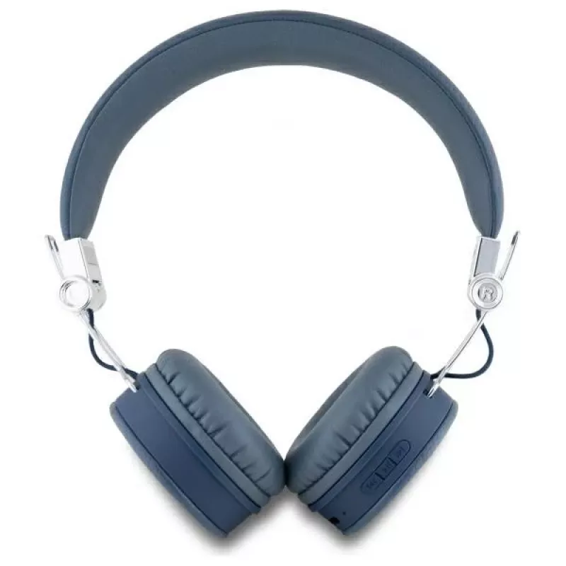 Guess Grained Classic Round Shape auriculares inalámbricos Bluetooth over-ear con ENC (azul)