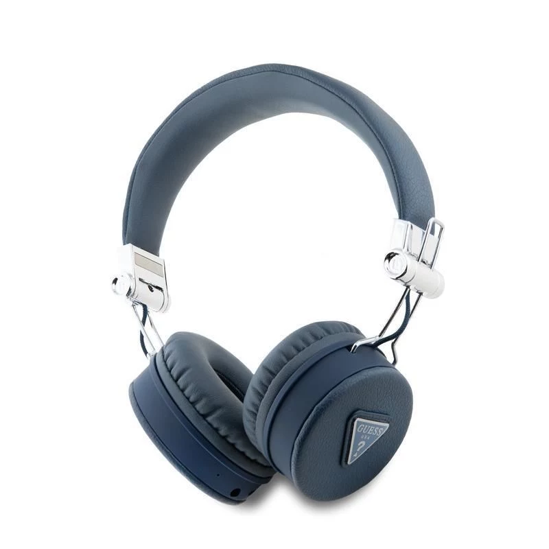 Guess Grained Classic Round Shape auriculares inalámbricos Bluetooth over-ear con ENC (azul)