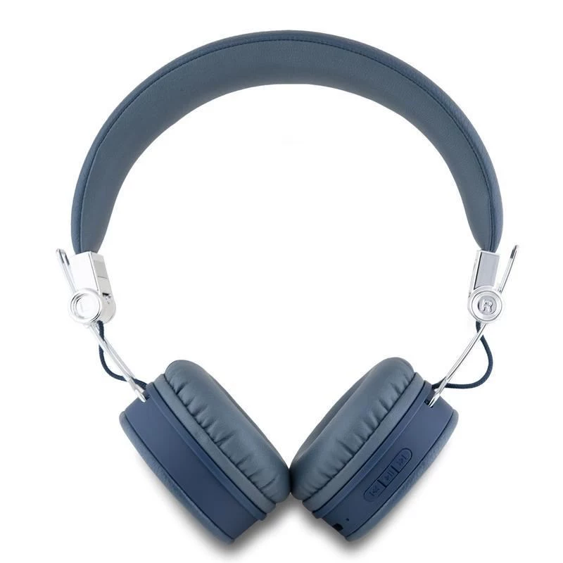 Guess Grained Classic Round Shape auriculares inalámbricos Bluetooth over-ear con ENC (azul)