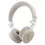 Guess Grained Classic Round Shape auriculares inalámbricos Bluetooth over-ear con ENC, beige