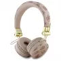 Guess Peony Script Round Shape auriculares inalámbricos over-ear con ENC, marrón