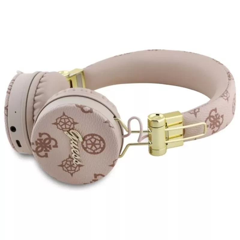 Guess Peony Script Round Shape auriculares inalámbricos over-ear con ENC, marrón