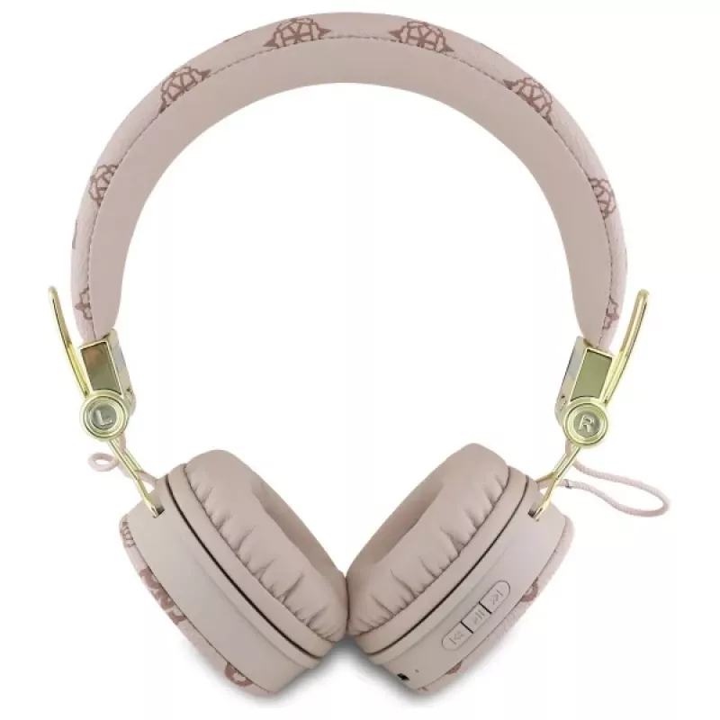 Guess Peony Script Round Shape auriculares inalámbricos over-ear con ENC, marrón