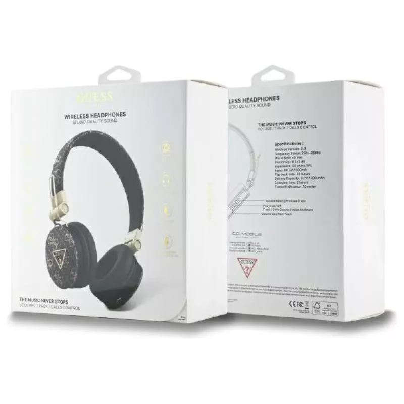 Guess 4G Triangle Round Shape auriculares inalámbricos, Bluetooth, ENC, negros