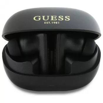 Guess Capsule Printed Logo - Auriculares Bluetooth TWS ANC & ENC con funda de carga (negro)