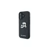 Karl Lagerfeld Monogram Karl & Choupette Head Pin Funda para iPhone 16 (negro)