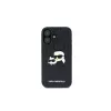 Karl Lagerfeld Monogram Karl & Choupette Head Pin Funda para iPhone 16 (negro)