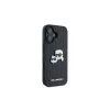 Karl Lagerfeld Monogram Karl & Choupette Head Pin Funda para iPhone 16 (negro)