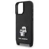 Karl Lagerfeld Saffiano Karl & Choupette Metal Pin CBDY Strap Funda rígida para iPhone 16 6.1, negra