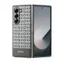DKNY DKHMZFD6PSOSPW Funda trasera para Samsung Galaxy Z Fold6 marrón patrón repetido franja inferior