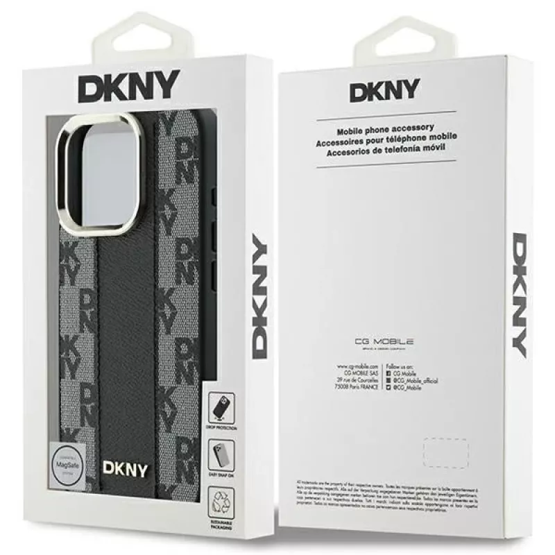 DKNY DKHMP16XPCPVSLK Funda rígida Checkered Pattern MagSafe para iPhone 16 Pro Max 6.9 negra