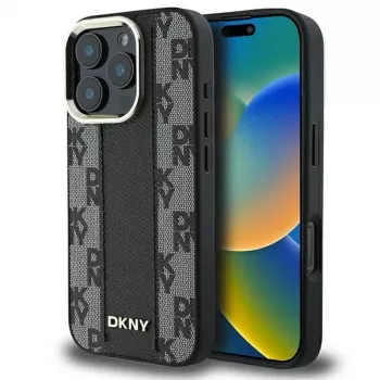 DKNY DKHMP16XPCPVSLK Funda rígida Checkered Pattern MagSafe para iPhone 16 Pro Max 6.9 negra