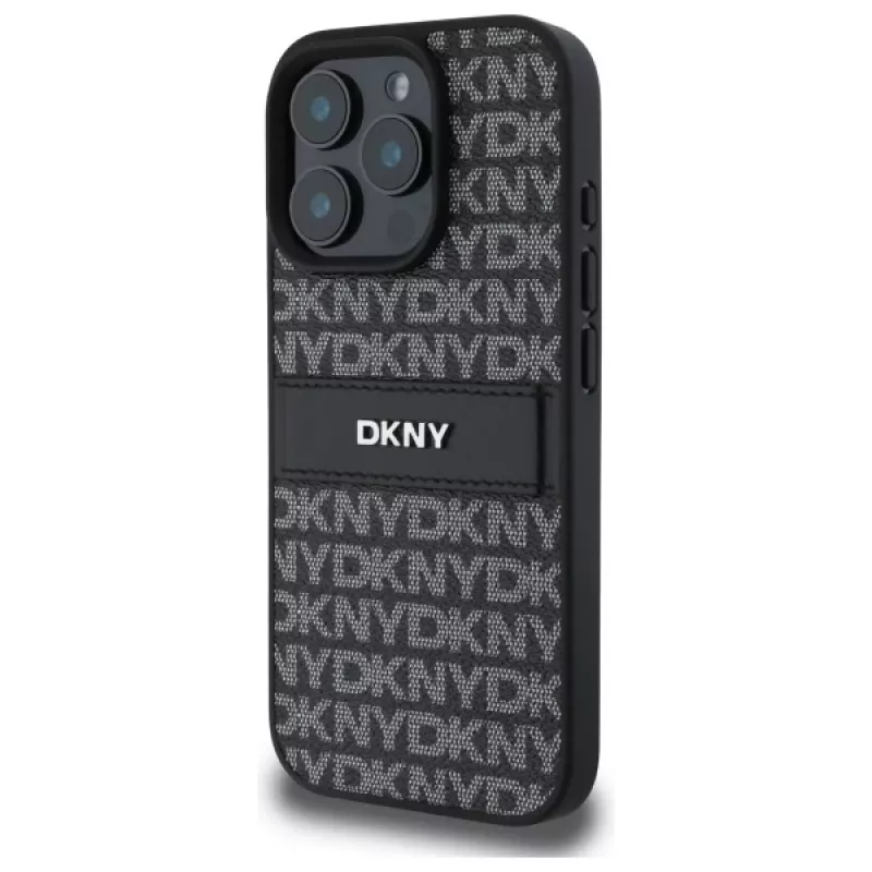 DKNY DKHCP16XPRTHSLK Funda rígida para iPhone 16 Pro Max 6,9 pulgadas negra con patrón texturizado de rayas tonales
