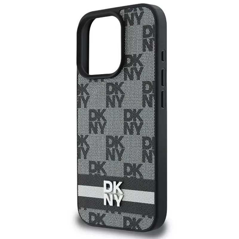 DKNY DKHCP16LPCPTSSK Funda rígida para Apple iPhone 16 Pro 6,3 pulgadas negra patrón de cuadros y rayas impresas