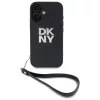 DKNY DKHCP16SPBSWSK Funda rígida para Apple iPhone 16 6,1 pulgadas negra con correa de mano