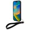 DKNY DKHCP16SPBSWSK Funda rígida para Apple iPhone 16 6,1 pulgadas negra con correa de mano