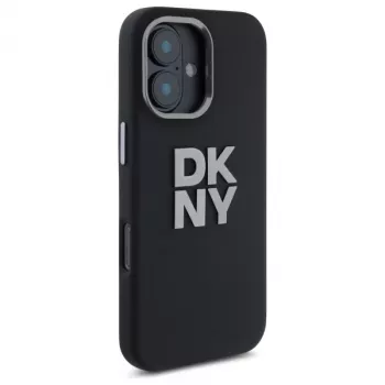 DKNY DKHCP16SSMCBSK Funda rígida para iPhone 16 6.1 Liquid Silicone Metal Logo negra