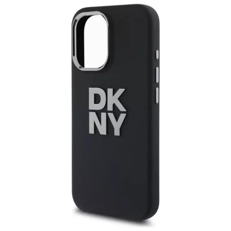 DKNY DKHCP16SSMCBSK Funda rígida para iPhone 16 6.1 Liquid Silicone Metal Logo negra