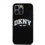 DKNY DKHMP16LSNYACH Funda rígida para Apple iPhone 16 Pro 6,3 pulgadas silicona negra con logo impreso blanco MagSafe