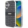DKNY DKHMP16SHRHSEK Funda rígida para Apple iPhone 16 6,1 pulgadas - negra con patrón texturizado repetido y rayas