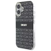 DKNY DKHMP16SHRHSEK Funda rígida para Apple iPhone 16 6,1 pulgadas - negra con patrón texturizado repetido y rayas