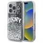 DKNY DKHCP16LLBNAEK Funda rígida para iPhone 16 Pro 6,3 pulgadas negra Liquid Glitter Arch Logo