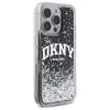 DKNY DKHCP16LLBNAEK Funda rígida para iPhone 16 Pro 6,3 pulgadas negra Liquid Glitter Arch Logo