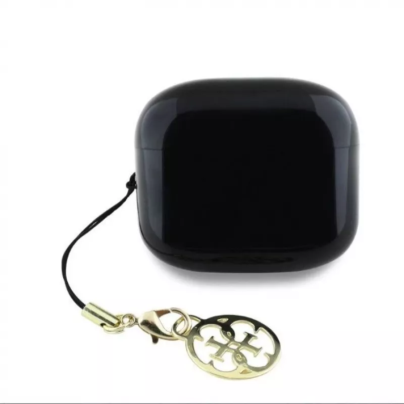 Guess Glossy Effect Printed Classic Logo & Charm auriculares TWS Bluetooth con estuche de carga (negro)