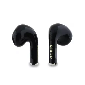 Guess Glossy Effect Printed Classic Logo & Charm auriculares TWS Bluetooth con estuche de carga (negro)