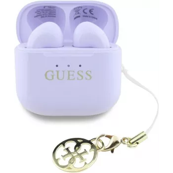 Guess Glossy Effect Printed Classic Logo & Charm auriculares TWS lavanda