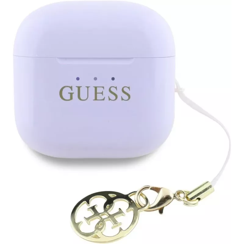 Guess Glossy Effect Printed Classic Logo & Charm auriculares TWS lavanda