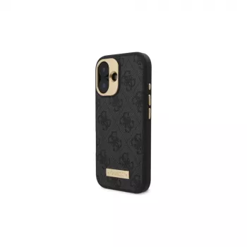 Guess GUHMP16SU4GPRK iPhone 16 6,1 inch funda rígida 4G Logo Plate MagSafe negro