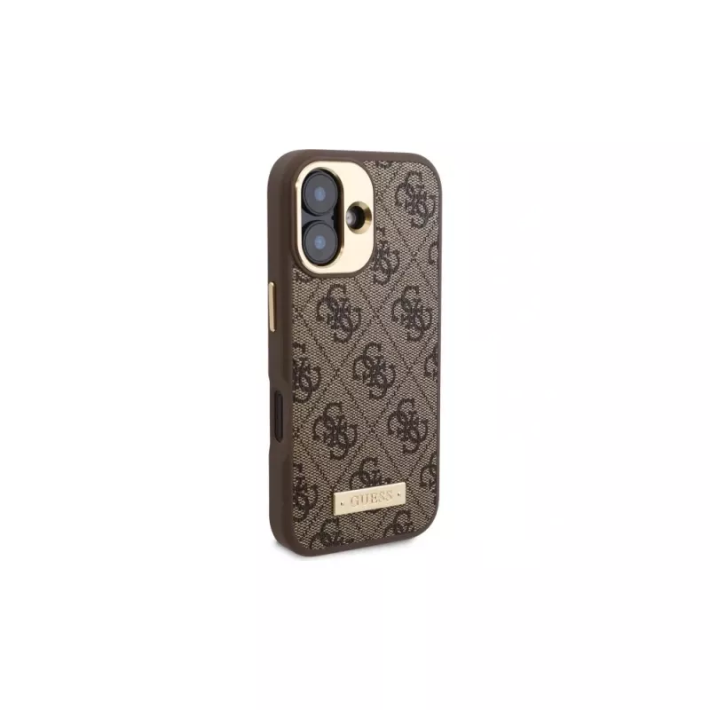 Guess GUHMP16SU4GPRW iPhone 16 6,1 inch marrón funda rígida 4G Logo Plate MagSafe
