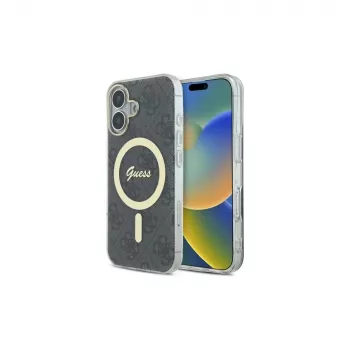 Guess GUHMP16SH4STK funda rígida para Apple iPhone 16 6,1 inch negro IML 4G MagSafe