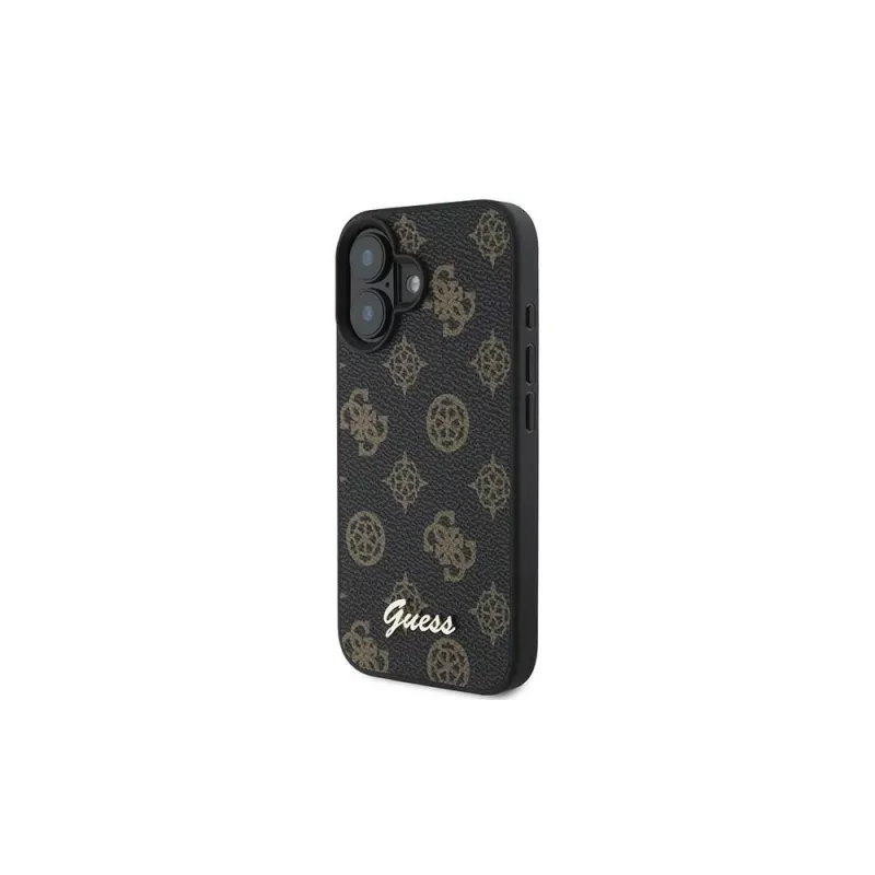 Guess Peony Script funda MagSafe para iPhone 16 Plus (negro)
