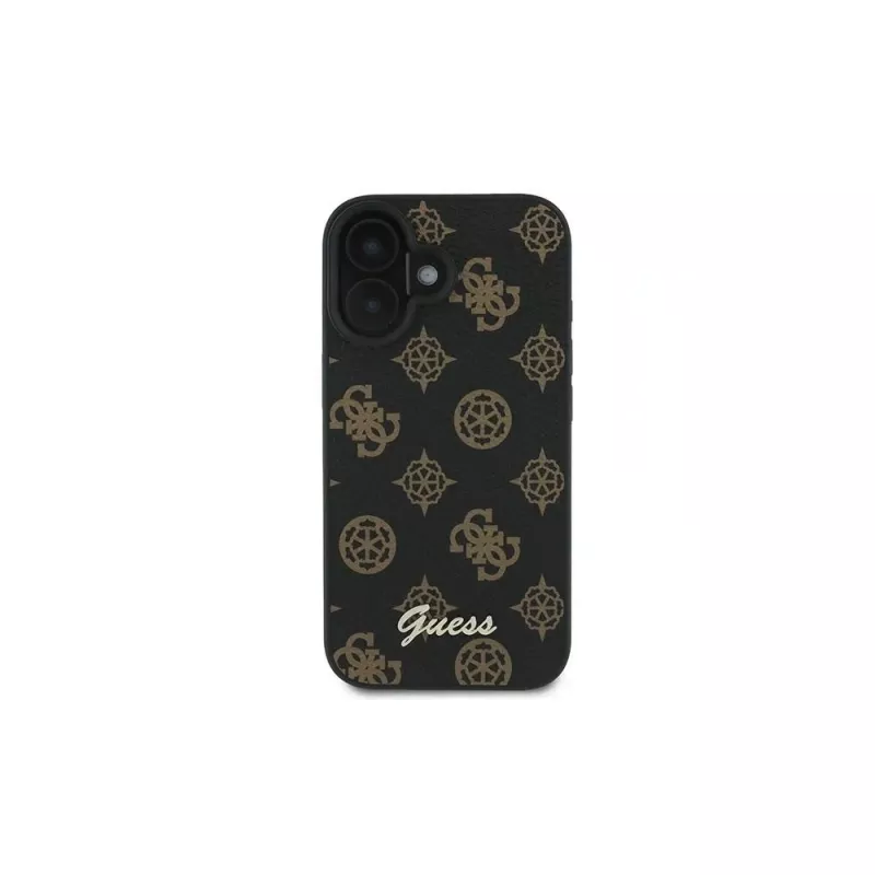 Guess Peony Script funda MagSafe para iPhone 16 Plus (negro)