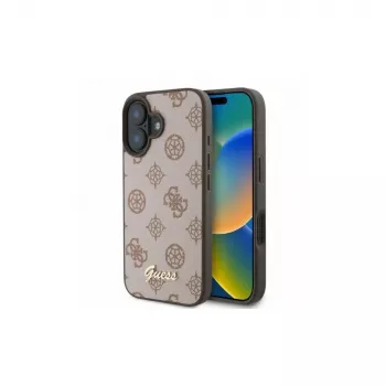 Guess Peony Script funda MagSafe para iPhone 16 (marrón)