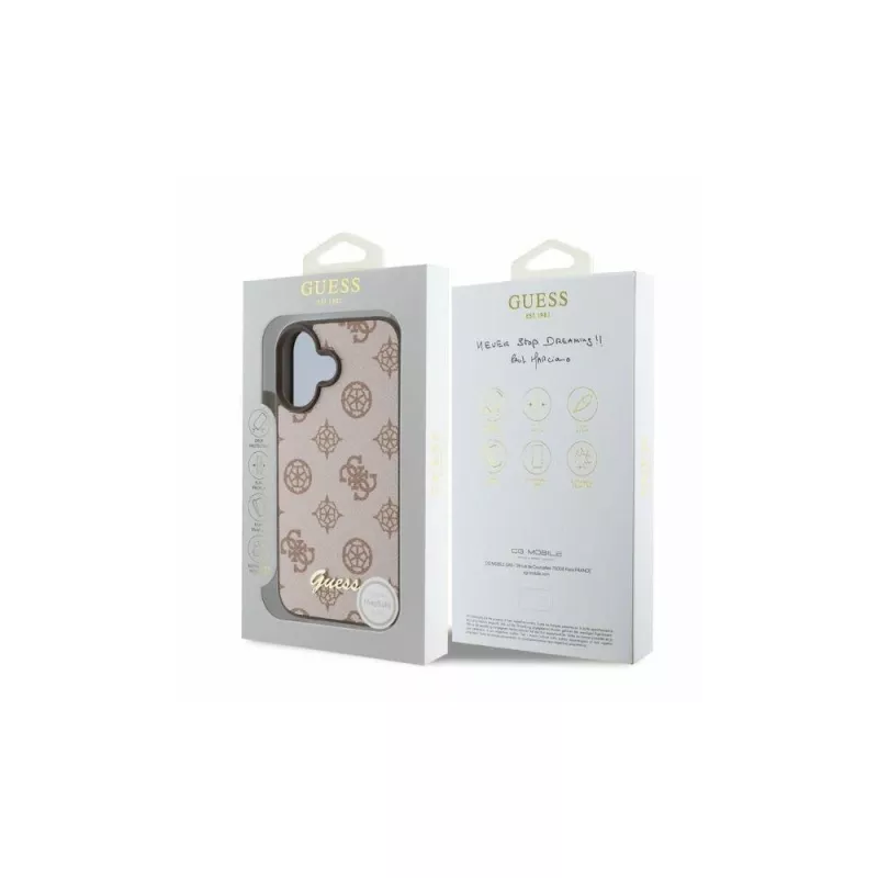 Guess Peony Script funda MagSafe para iPhone 16 (marrón)