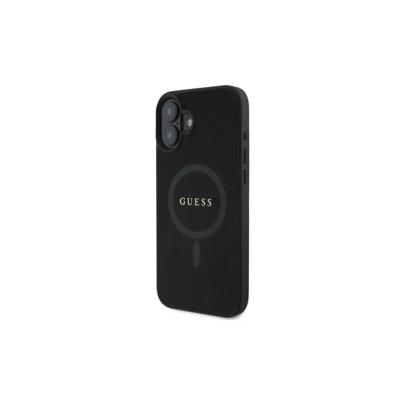 Guess GUHMP16SPSAHMCK funda rígida Saffiano Classic Logo MagSafe para iPhone 16 6,1