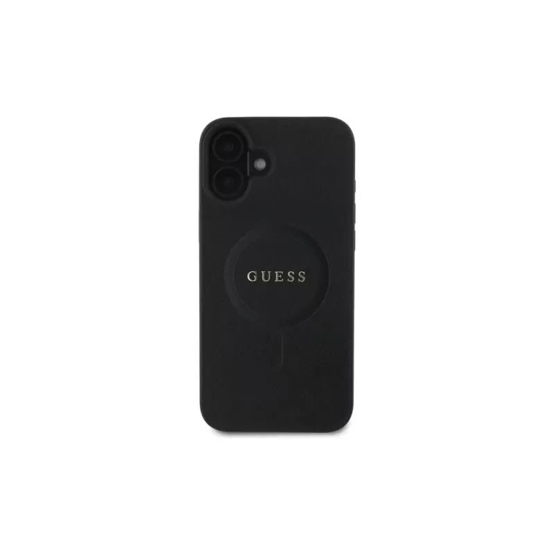 Guess GUHMP16SPSAHMCK funda rígida Saffiano Classic Logo MagSafe para iPhone 16 6,1